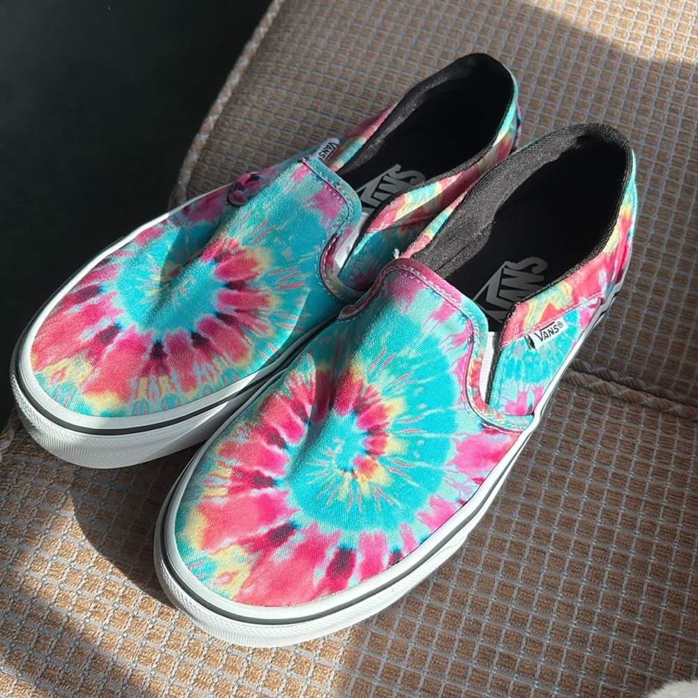Vans, rainbow, tie-dye shoes